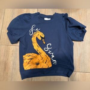 Maeve Navy Sweatshirt with Orange Swan Design